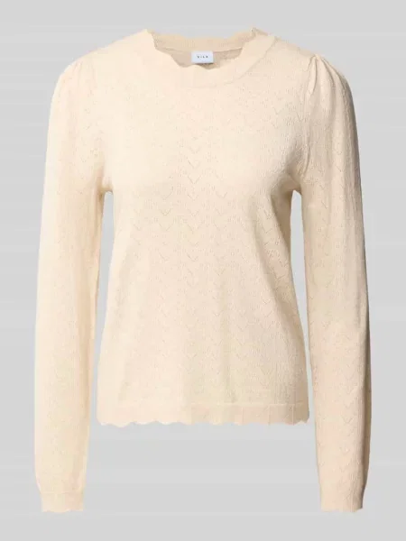 Sweter dzianinowy z mieszanki Model femi' Vila beżowy