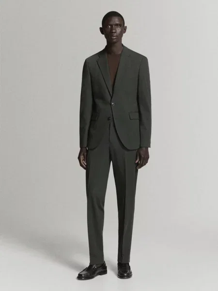 Marynarka garniturowa Milan slim fit khaki Mężczyzna 52 MANGO MAN