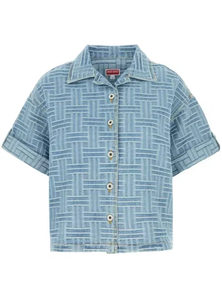Cămașă Kenzo cu broderie albastru
