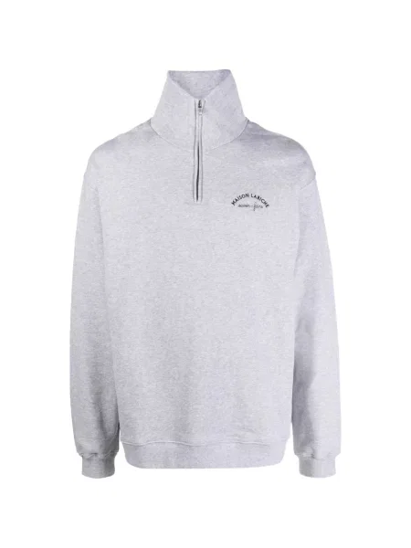 Pulover Maison Labiche cu autograf gri