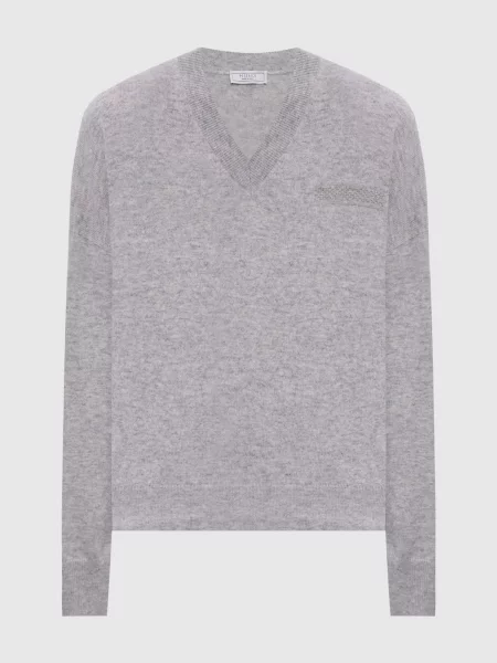 Пуловер з вовни шовку та кашеміру Peserico сірий