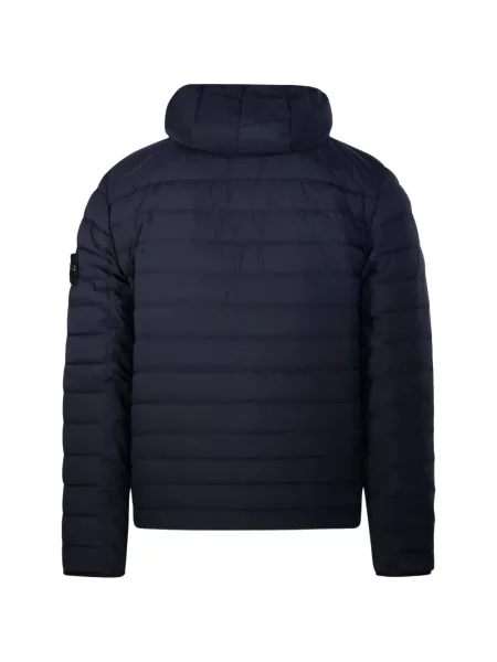 Geacă Stone Island cu glugă cu strasuri albastru