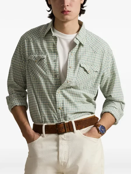 Czapka z daszkiem Polo Ralph Lauren w kratkę z twillu biznesowa niebieska