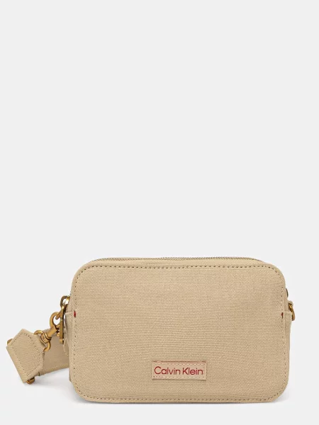 Geantă Calvin Klein Webbing Strap Canvas Camera Bag bej