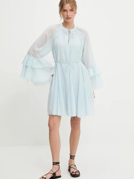 Answear Lab sukienka mini rozkloszowana niebieski