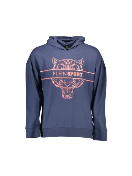 Bluza z kapturem Plein Sport z kapturem z długim rękawem niebieska