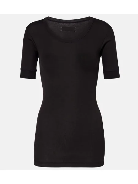 Dzianinowy top Calvin Klein Collection prążkowany czarny