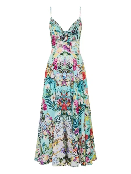 Rochie maxi Camilla cu model floral albastru