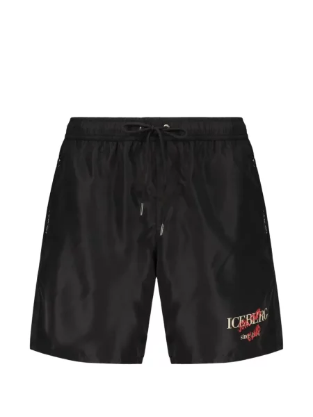 Slip de baie Iceberg cu imagine cu cordon negru