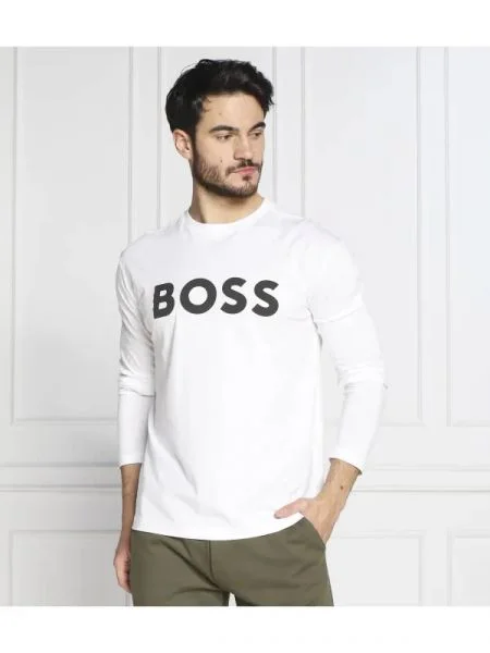 Tricou mânecă lungă Boss Green alb