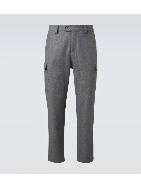Pantaloni Brunello Cucinelli de lână conici gri