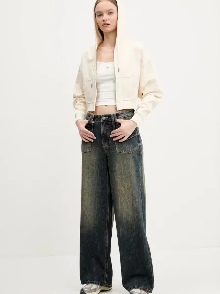 Кофта Guess Originals з капюшоном однотонна бежевий
