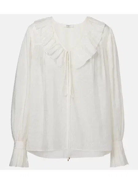 Bluză Chloé cu volane alb