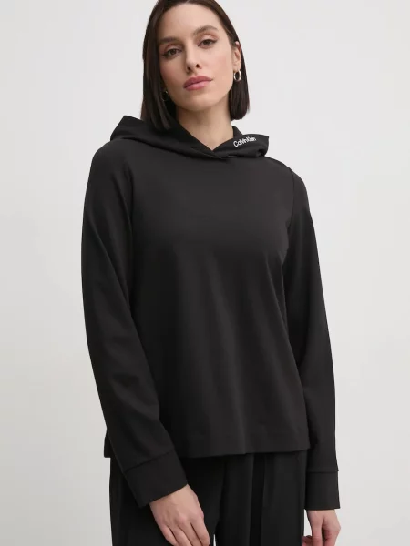 Pulover Calvin Klein Jeans s kapuco črna
