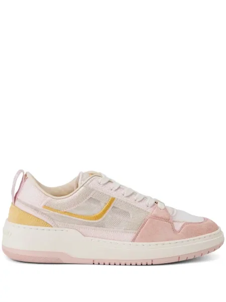 Sneakerși Ferragamo cu șireturi din piele de căprioară roz