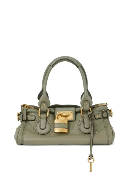 Geanta de piele Chloé din piele verde