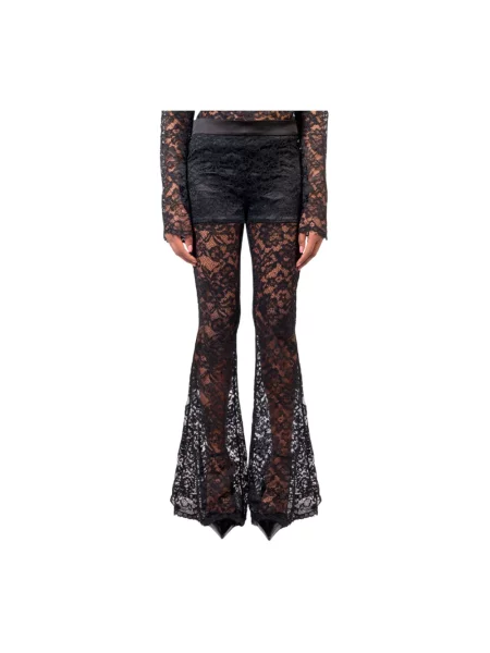 Spodnie Doris S koronkowe garniturowe czarne