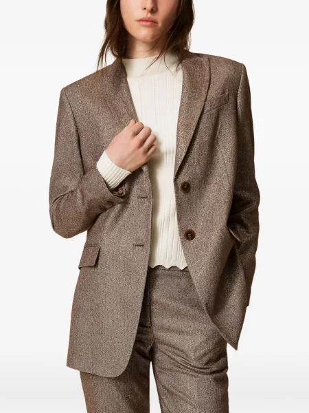 Sacou Twinset din tweed maro