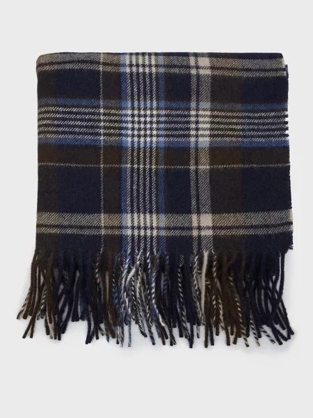 Вовняний картатий шарф Gant синій