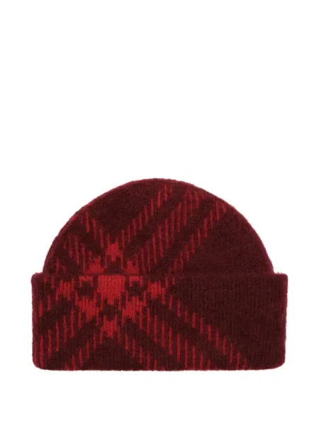 Czapka Burberry w kratkę czerwona