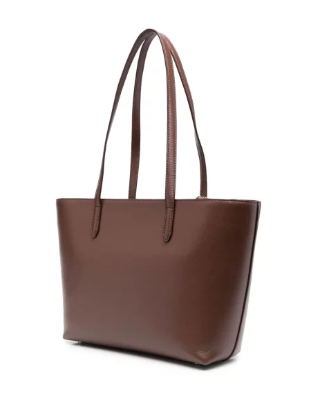 Bőr shopper táska Dkny autogrammal barna