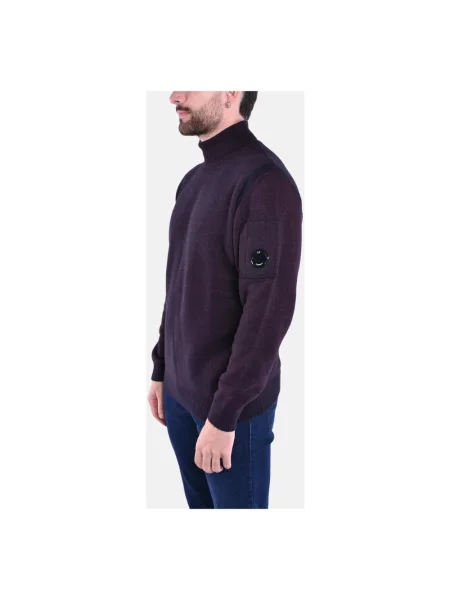 Lniany sweter z golfem C.p. Company fioletowy