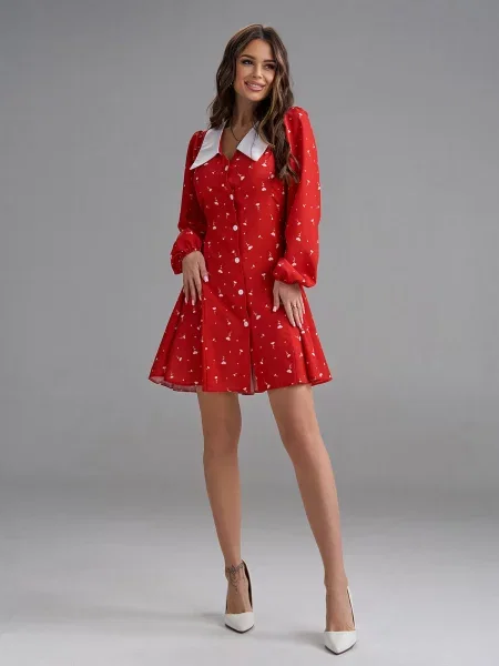 Сукня міні ISSA Plus комбінований верх червоний