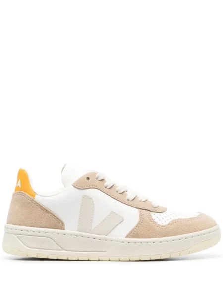 Sneakerși Veja V-12 din piele de căprioară alb