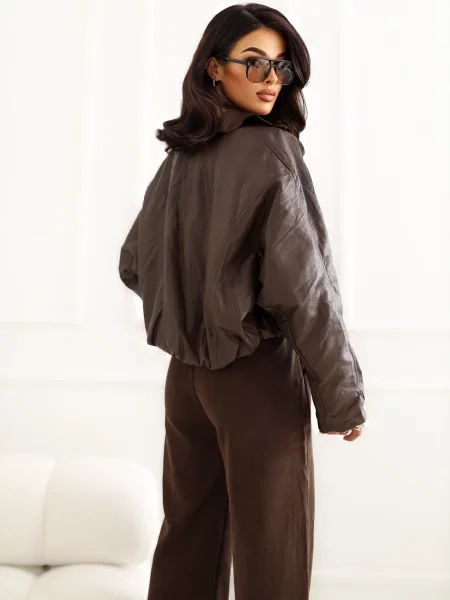Kožna jakna Italy Moda crna