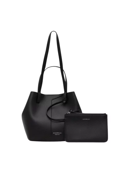 Emporio Armani torebka shopper skórzana czarna