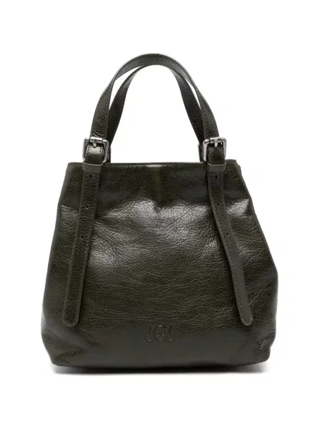 Geantă shopper Autentica 504 din piele cu cataramă verde