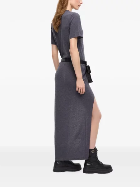 Rochie mini Pinko tricotate asimetrică gri
