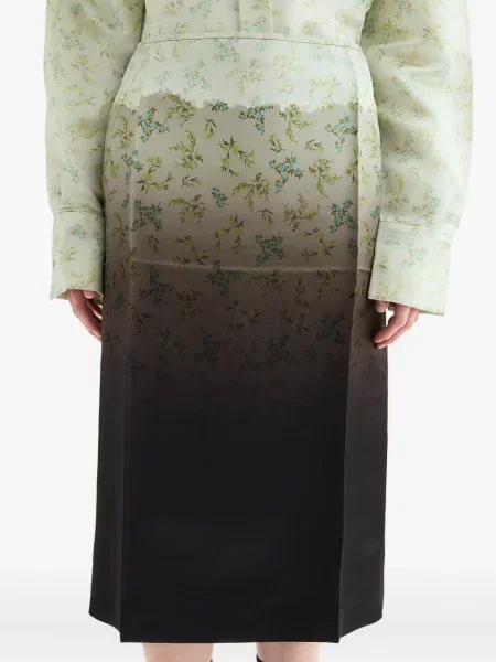 Fustă midi Jil Sander cu model floral până la genunchi verde