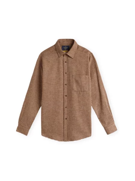 Cămașă Portuguese Flannel cu imprimeu abstract de flanelă maro
