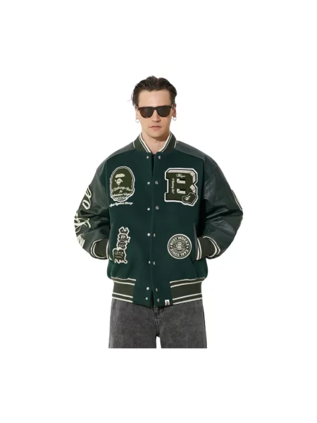 Kurtka bomber A Bathing Ape® wełniany zielony