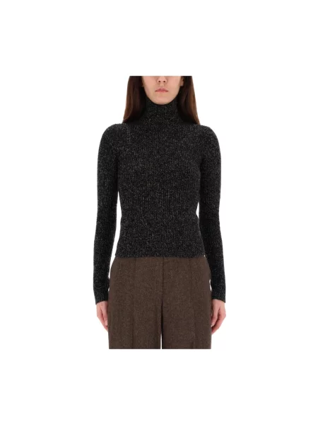 Lniany sweter z golfem Max Mara czarny