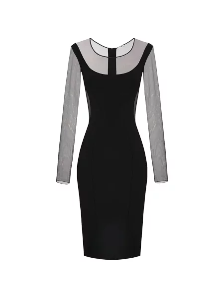 Przezroczysta sukienka midi Elisabetta Franchi garniturowa czarna