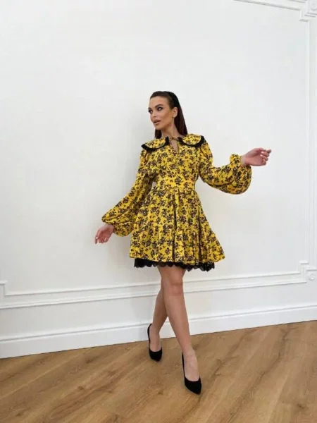 Сукня міні Milirud текстиль/поліестер жовтий