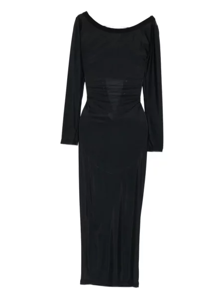 Rochie midi Vestiaire D'un Oiseau Libre cu șireturi transparente din dantelă negru