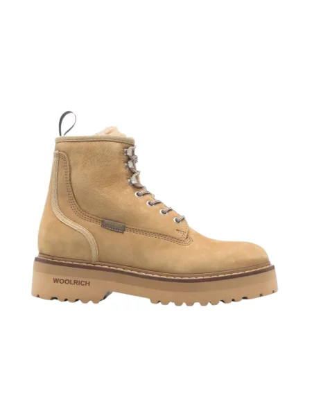 Botki Woolrich zamszowe na platformie beżowe
