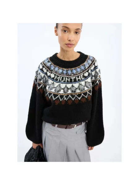 Sweter Munthe wełniany czarny