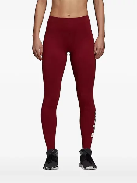 Legginsy Adidas do biegania z nadrukiem z dekoltem w serek czerwone