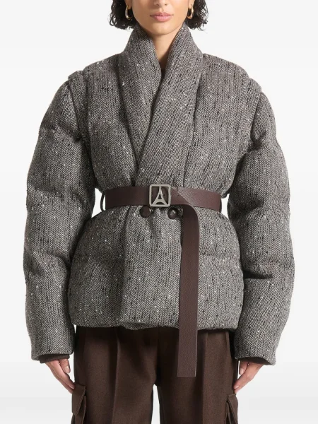 Geacă cu puf Manière De Voir cu model herringbone gri