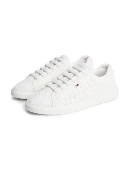 Sneakerși Tommy Hilfiger tricotate alb
