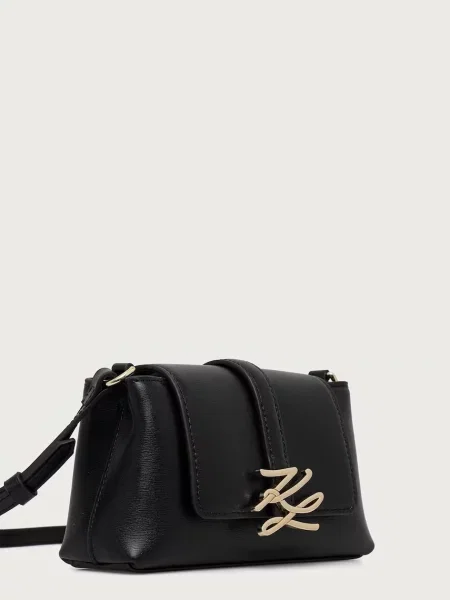 Karl Lagerfeld torbica čez ramo usnjena K/AUTOGRAPH črna