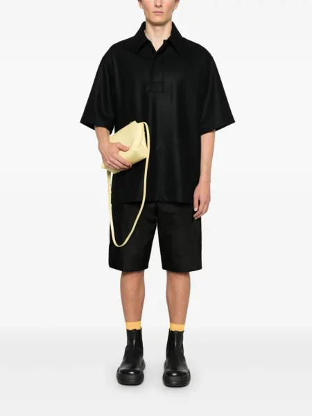 Μάλλινο polo Jil Sander μαύρο