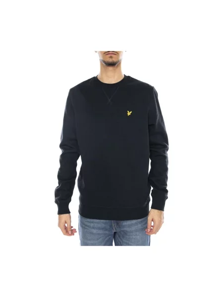 Sweter Lyle & Scott z okrągłym dekoltem niebieski