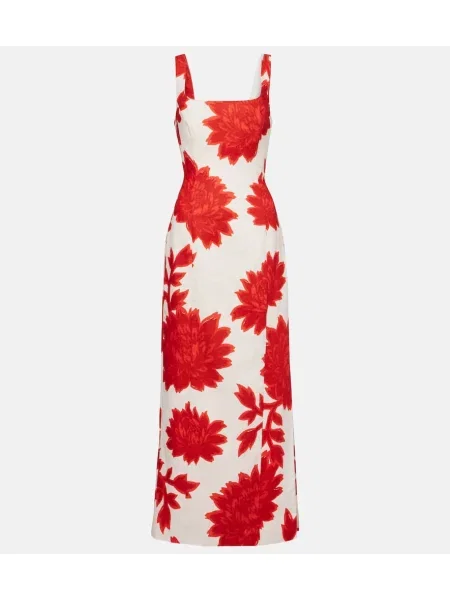 Rochie maxi Sir de in cu model floral de costum alb
