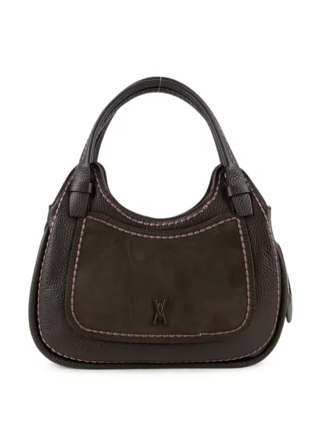 Geantă shopper Visona` din piele de căprioară maro