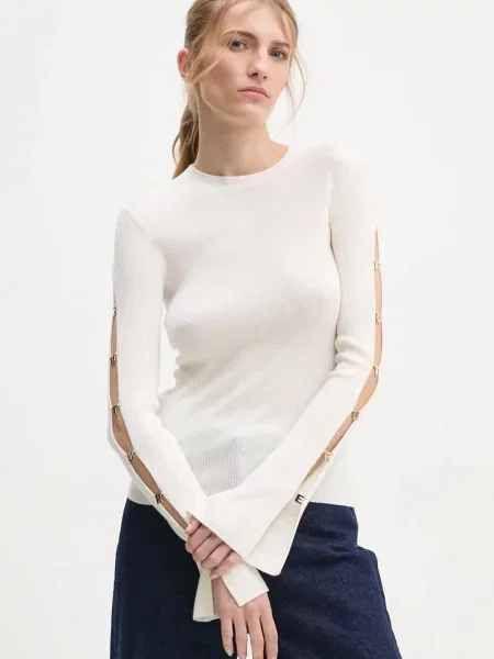 FROM FUTURE pulover de lana femei light bej